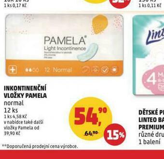 Penny Market Pamela inkontinenční vložky nabídka