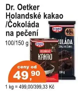 COOP DISKONT Dr. Oetker holandské kakao / čokoláda na pečení nabídka