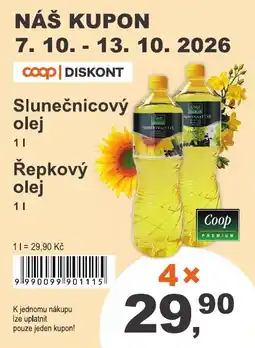 COOP DISKONT Coop slunečnicový olej nabídka