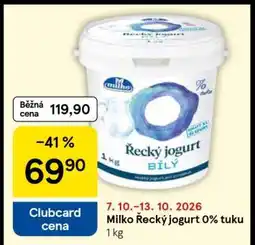 Tesco Milko Řecký jogurt 0 % tuku nabídka