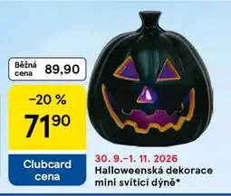 Tesco Halloweenská dekorace mini svítící dýně nabídka