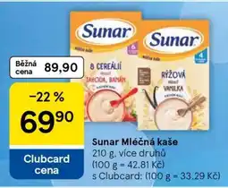 Tesco Sunar mléčná kaše nabídka