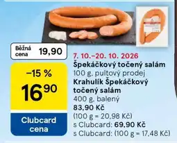 Tesco Krahulík Špekáčkový točený salám nabídka