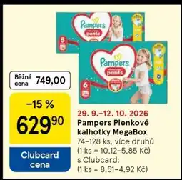 Tesco Pampers Plenkové kalhotky MegaBox nabídka