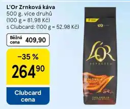 Tesco L’OR zrnková káva nabídka
