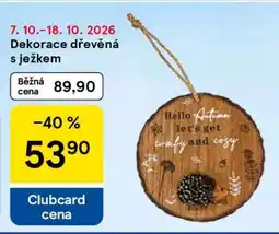 Tesco Dekorace dřevěná s ježkem nabídka