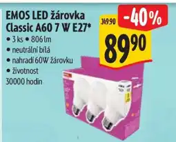 Albert EMOS LED žárovka Classic A60 7 W E27 nabídka