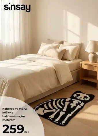Sinsay koberec ve tvaru kočky s halloweenským motivem