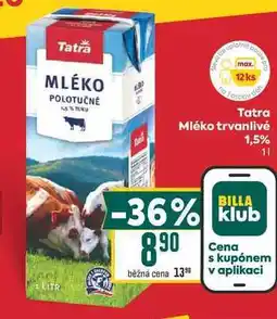 Billa Tatra Mléko trvanlivé 1,5% nabídka