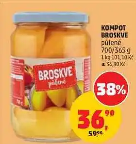 Penny Market KOMPOT BROSKVE půlené, 700/365 g nabídka