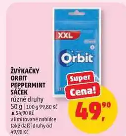 Penny Market ŽVÝKAČKY ORBIT PEPPERMINT SÁČEK různé druhy nabídka