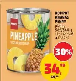 Penny Market KOMPOT ANANAS PENNY plátky, 565/340 g nabídka