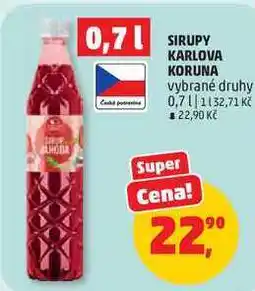 Penny Market SIRUPY KARLOVA KORUNA vybrané druhy nabídka