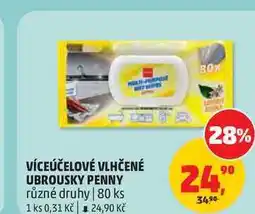 Penny Market VÍCEÚČELOVÉ VLHČENÉ UBROUSKY PENNY různé druhy, 80 ks nabídka
