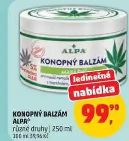 Penny Market ALPA KONOPNÝ BALZÁM různé druhy nabídka