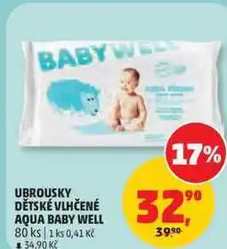 Penny Market UBROUSKY DĚTSKÉ VLHČENÉ AQUA BABY WELL, 80 ks nabídka
