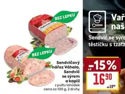 Billa Sendvičový nářez Váhala, Sendvič se sýrem a kapií nabídka