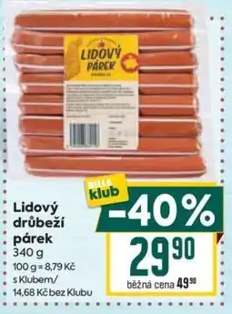 Billa Lidový drůbeží párek nabídka