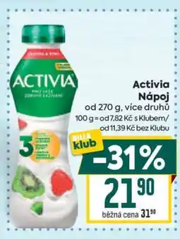 Billa Activia nápoj nabídka