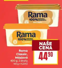 Billa Rama classic máslová nabídka