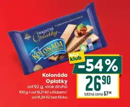 Billa Kolonáda oplatky nabídka