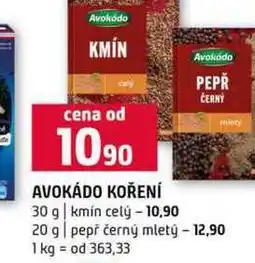 Terno AVOKÁDO KOŘENÍ 30 g kmin celý 20 g pepř černý mletý nabídka
