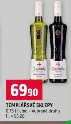 Terno TEMPLÁŘSKÉ SKLEPY 0,75l vino vybrané druhy nabídka