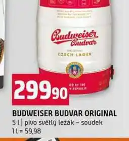 Terno BUDWEISER BUDVAR ORIGINAL 5l pivo světlý ležák soudek nabídka