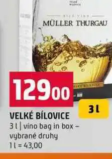 Terno VELKÉ BÍLOVICE 3l vino bag in box vybrané druhy nabídka