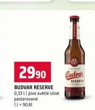 Terno BUDVAR RESERVE 0,33l pivo světlé silné pasterované nabídka