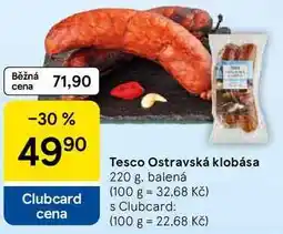 Tesco Tesco Ostravská klobása, 220 g, balená nabídka