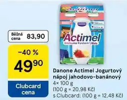 Tesco Danone Actimel Jogurtový nápoj jahodovo-banánový, 4× nabídka
