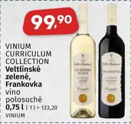 Coop VINIUM CURRICULUM COLLECTION Veltlínské zelené, Frankovka nabídka