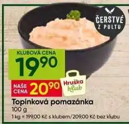 Hruška Topinková pomazánka nabídka