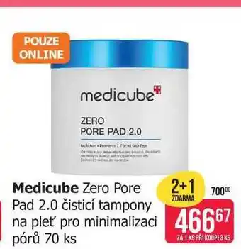 Medicube Zero Pore Pad 2.0 čisticí tampony na pleť pro minimalizaci pórů 70ks