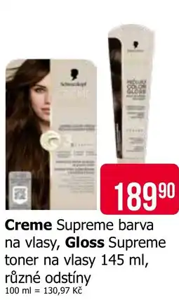Teta Schwarzkopf Creme Supreme barva na vlasy, Gloss Supreme toner na vlasy nabídka