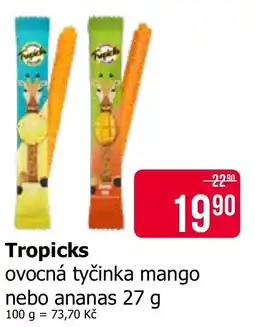 Teta Tropicks ovocná tyčinka mango nebo ananas nabídka