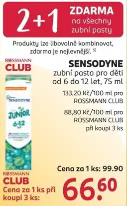 Rossmann Sensodyne zubní pasta pro děti nabídka