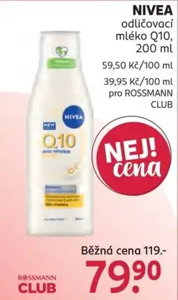 Rossmann Nivea odličovací mléko Q10 nabídka