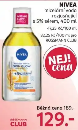 Rossmann Nivea micelarni voda rozjasnujici s 5% serem nabídka
