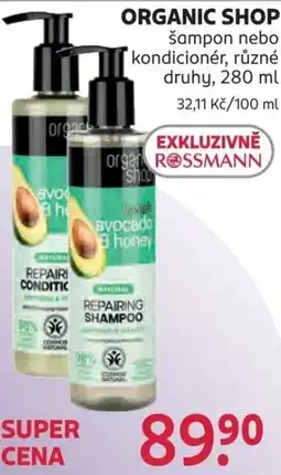 Rossmann Organic Shop šampon nebo kondicionér nabídka