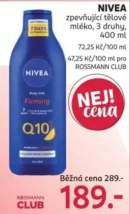 Rossmann Nivea zpevňující tělové mléko nabídka