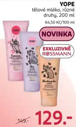 Rossmann Yope tělové mléko nabídka