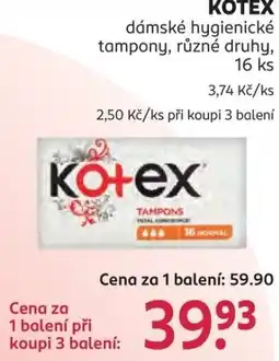 Rossmann Kotex dámské hygienické tampony nabídka