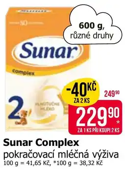 Teta Sunar Complex pokračovací mléčná výživa nabídka