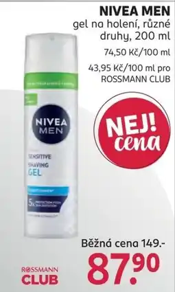 Rossmann Nivea men sensitive shaving gel nabídka