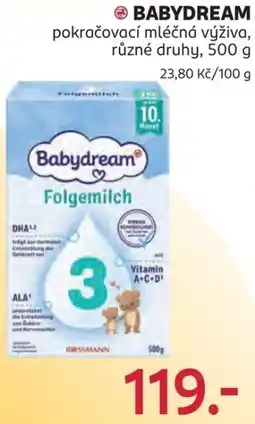 Rossmann Babydream pokračovací mléčná výživa nabídka