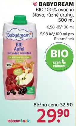 Rossmann Babydream BIO 100% ovocná šťáva, různé druhy nabídka