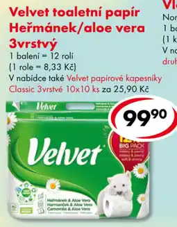 CBA Velvet toaletní papír Heřmánek/aloe vera 3vrstvý nabídka