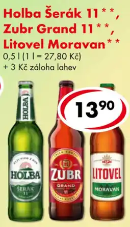 CBA Holba Šerák 11, Zubr Grand 11, Litovel Moravan nabídka